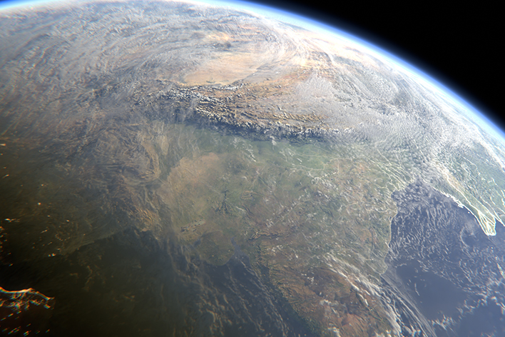 Una visione del nostro pianeta dallo spazio sull'India e la Cina meridionale