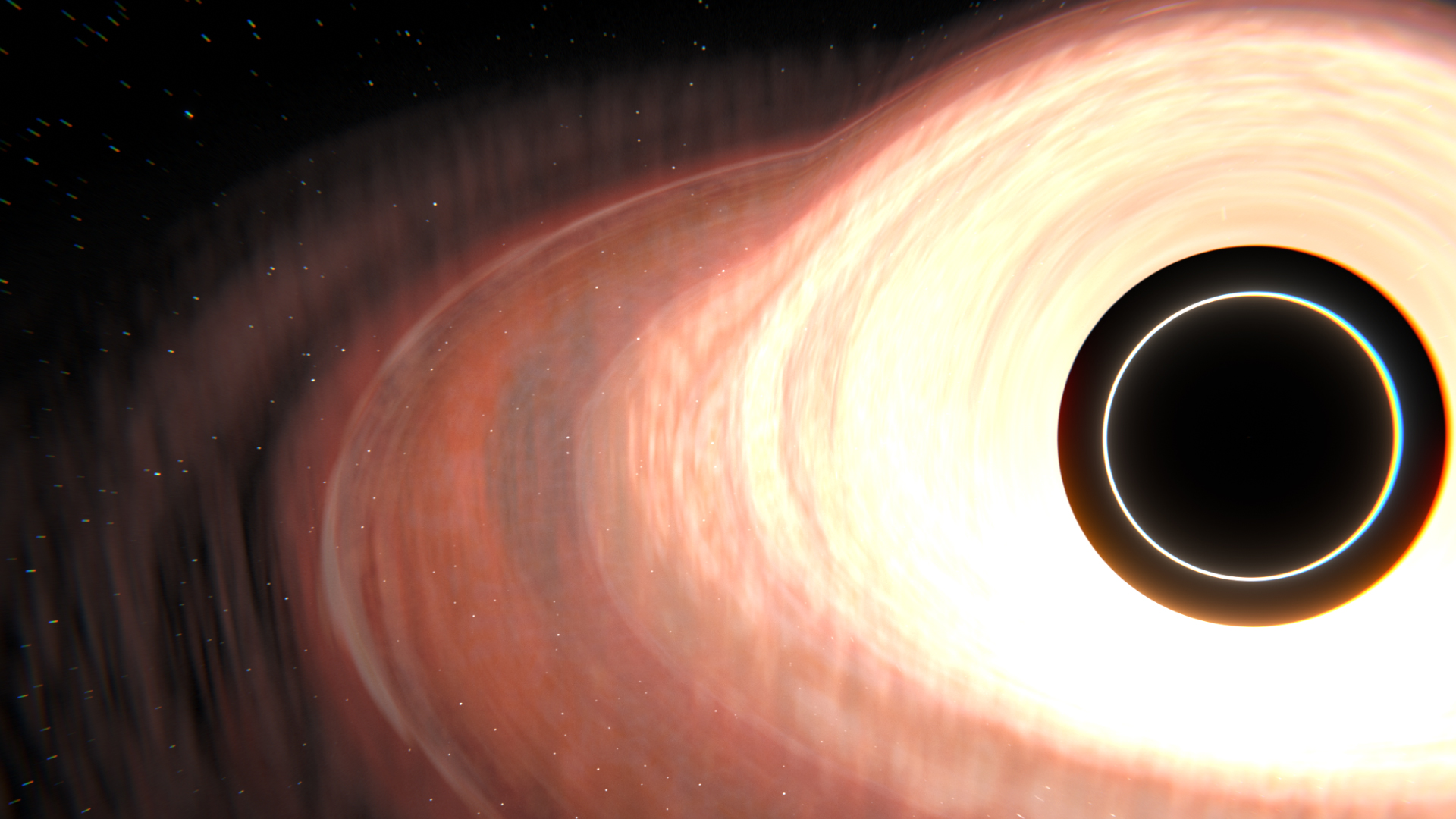 La ricostruzione di un grosso buco nero ispirato al celebre Gargantua presente in Interstellar, di Christopher Nolan